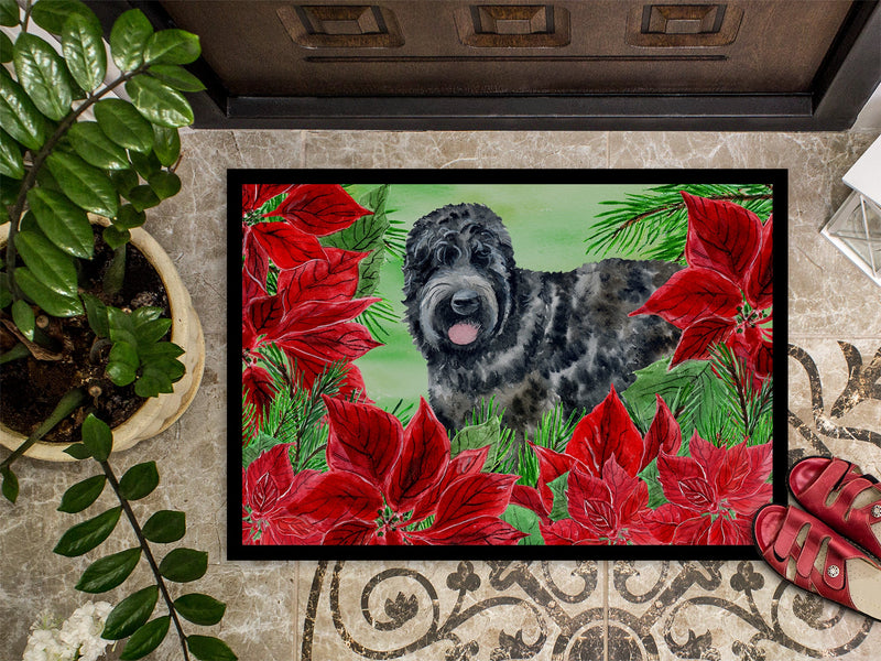 Black Russian Terrier Poinsettas Doormat - 18x27 Decorative Floor Mat – Indoor/Outdoor Rug with Artistic Flair CK1325MAT