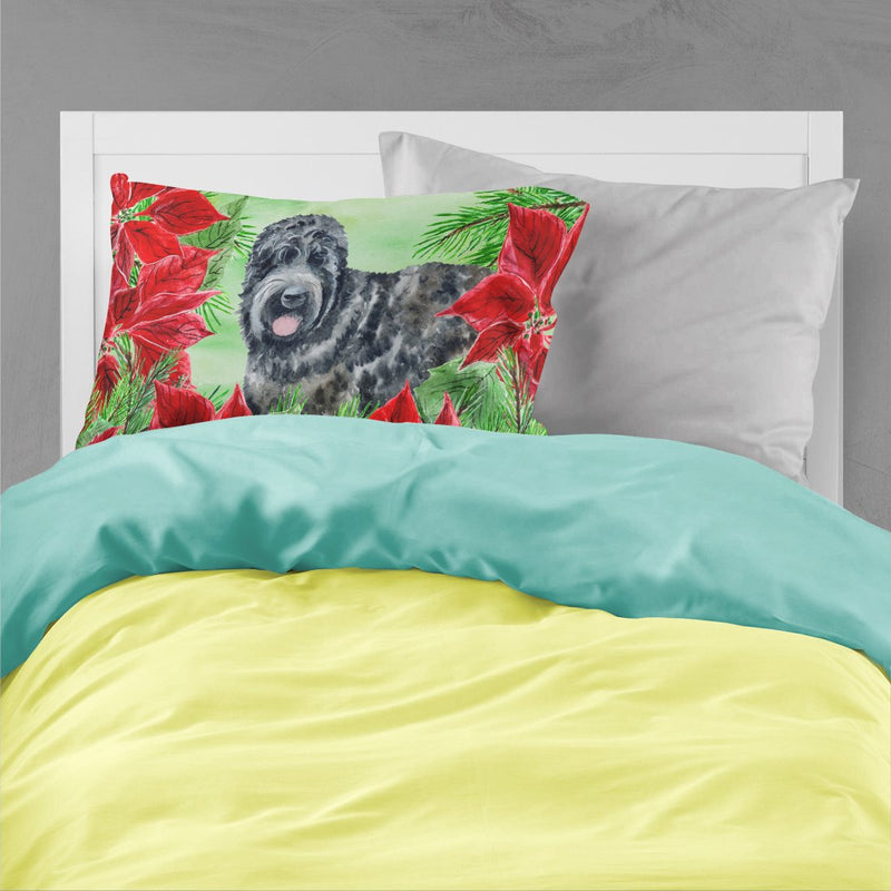 Black Russian Terrier Poinsettas  Standard Pillowcase – Artistic Decorative Front, White Back CK1325PILLOWCASE