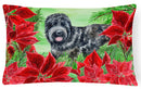 Black Russian Terrier Poinsettas Canvas Fabric Decorative Pillow CK1325PW1216