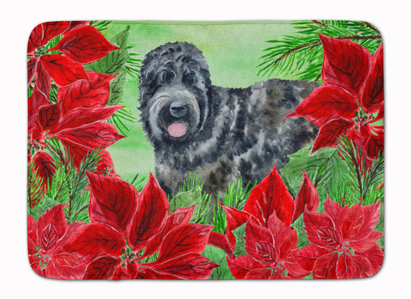 Black Russian Terrier Poinsettas Machine Washable Memory Foam Mat CK1325RUG