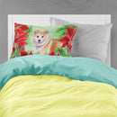 Shiba Inu Poinsettas Standard Pillowcase Lightweight Super Soft Easy Care Decorative Artwork Pillowcase, Standard