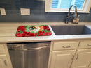 Saint Bernard Poinsettas Dish Drying Mat Absorbent Dish Drying Mat Pad for Kitchen Counter Dish Drainer Mat for Countertop, 14 x 21", Multicolor