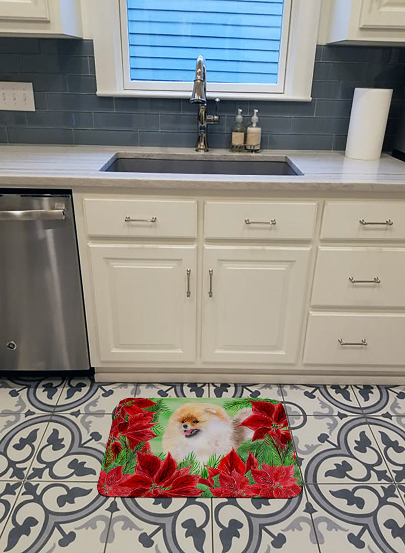 Pomeranian Poinsettas Machine Washable Memory Foam Mat CK1330RUG