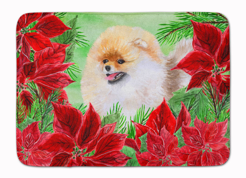 Pomeranian Poinsettas Machine Washable Memory Foam Mat CK1330RUG