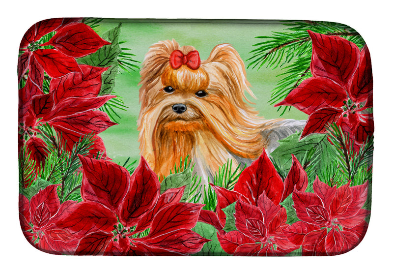 Yorkshire Terrier Poinsettas Dish Drying Mat CK1333DDM