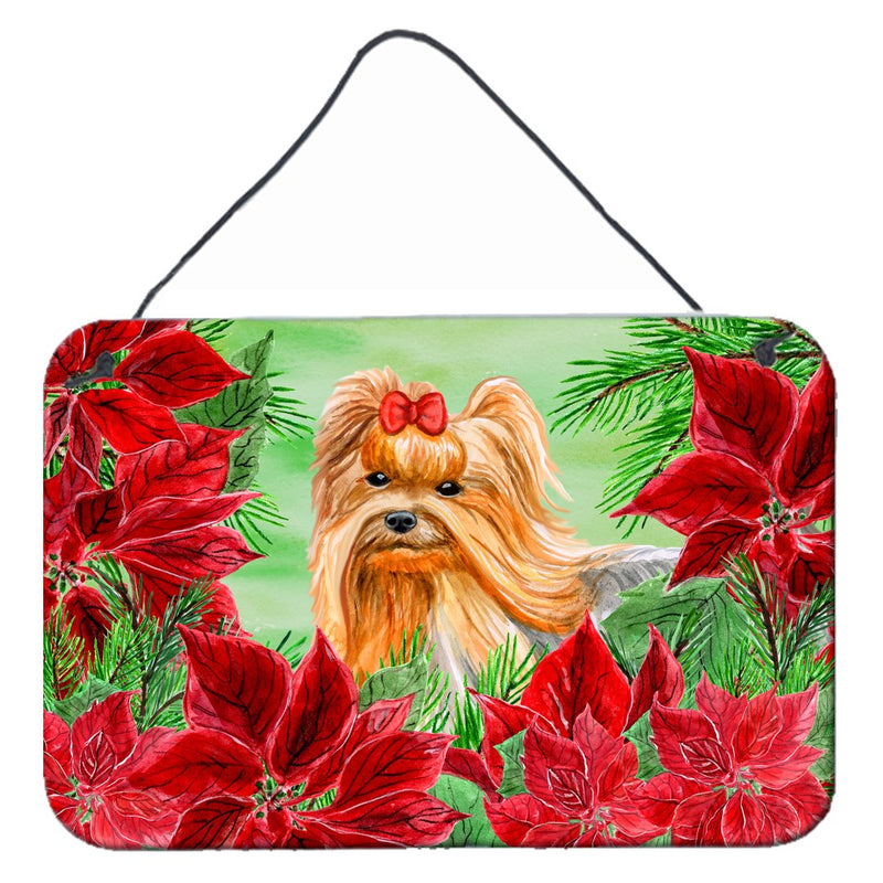 Yorkshire Terrier Poinsettas Wall or Door Hanging Prints CK1333DS812