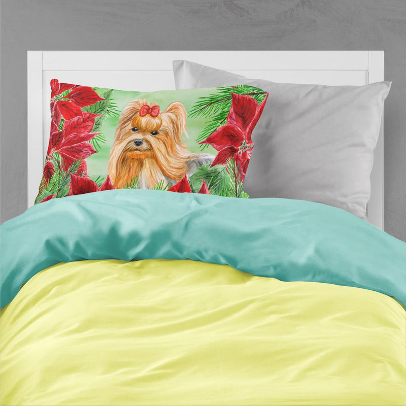 Yorkshire Terrier Poinsettas Fabric Standard Pillowcase CK1333PILLOWCASE