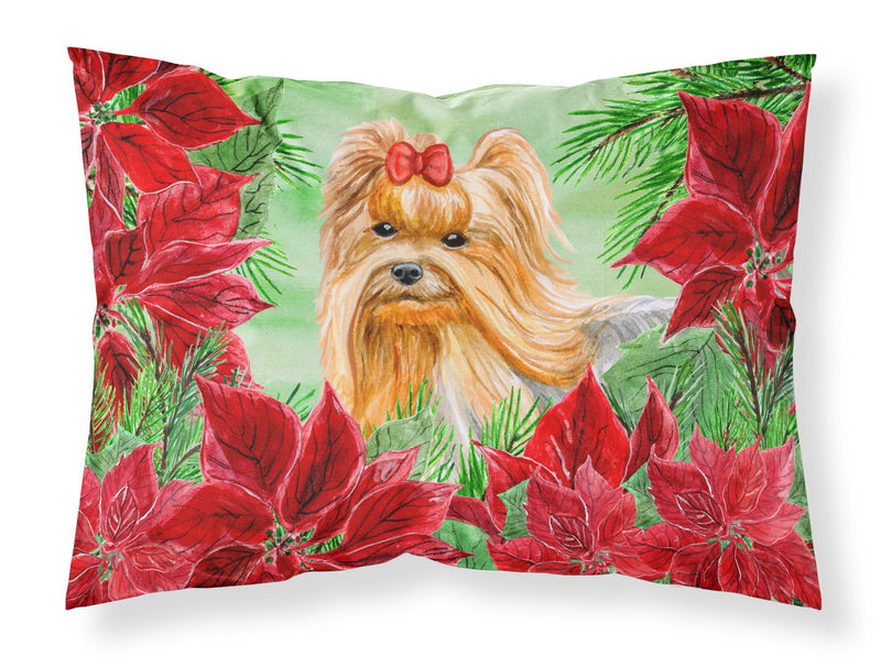 Yorkshire Terrier Poinsettas Fabric Standard Pillowcase CK1333PILLOWCASE