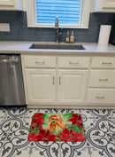 Yorkshire Terrier Poinsettas Memory Foam Kitchen Mat Machine Washable Anti-Fatigue Cushion Comfort Bath or Kitchen Rug