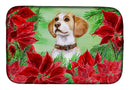Beagle Poinsettas Dish Drying Mat Absorbent Dish Drying Mat Pad for Kitchen Counter Dish Drainer Mat for Countertop, 14 x 21", Multicolor