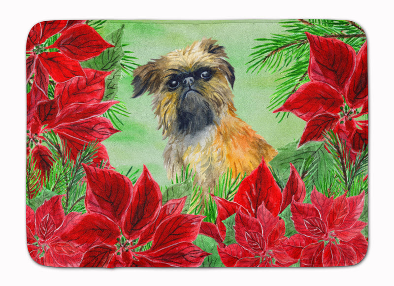 Brussels Griffon Poinsettas Machine Washable Memory Foam Mat CK1335RUG