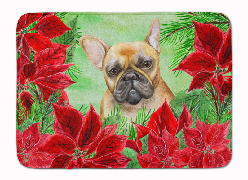 French Bulldog Poinsettas Machine Washable Memory Foam Mat CK1336RUG