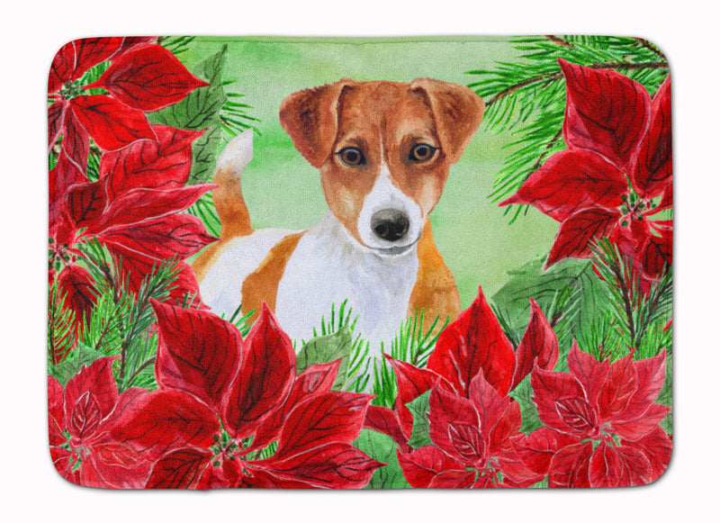 Jack Russell Terrier Poinsettas Machine Washable Memory Foam Mat CK1337RUG