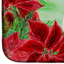 Basenji Poinsettas Dish Drying Mat Absorbent Dish Drying Mat Pad for Kitchen Counter Dish Drainer Mat for Countertop, 14 x 21", Multicolor