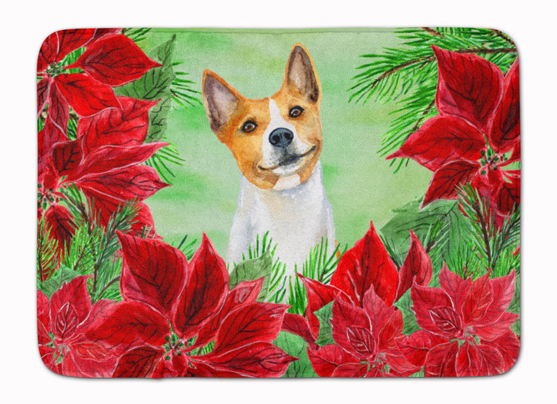 Basenji Poinsettas Machine Washable Memory Foam Mat CK1340RUG