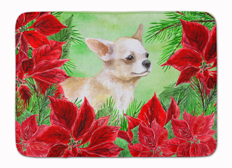 Chihuahua Leg up Poinsettas Machine Washable Memory Foam Mat CK1345RUG