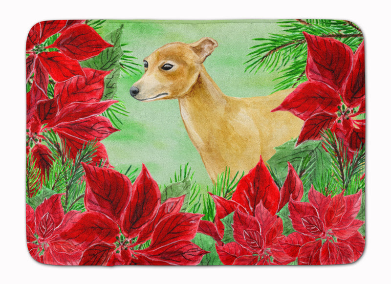 Italian Greyhound Poinsettas Machine Washable Memory Foam Mat CK1346RUG