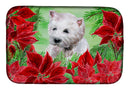 Westie Poinsettas Dish Drying Mat Absorbent Dish Drying Mat Pad for Kitchen Counter Dish Drainer Mat for Countertop, 14 x 21", Multicolor