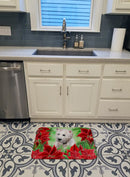 Westie Poinsettas Memory Foam Kitchen Mat Machine Washable Anti-Fatigue Cushion Comfort Bath or Kitchen Rug