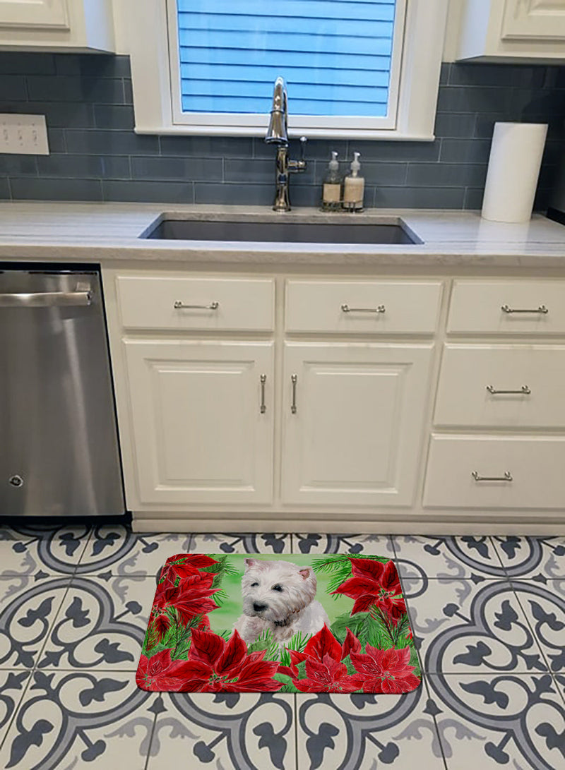 Westie Poinsettas Machine Washable Memory Foam Mat CK1349RUG