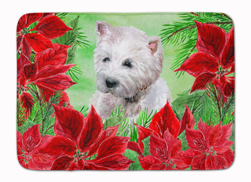 Westie Poinsettas Machine Washable Memory Foam Mat CK1349RUG