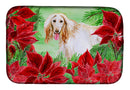 Afghan Hound Poinsettas Dish Drying Mat – Absorbent, Artistic Kitchen Essentials CK1350DDM
