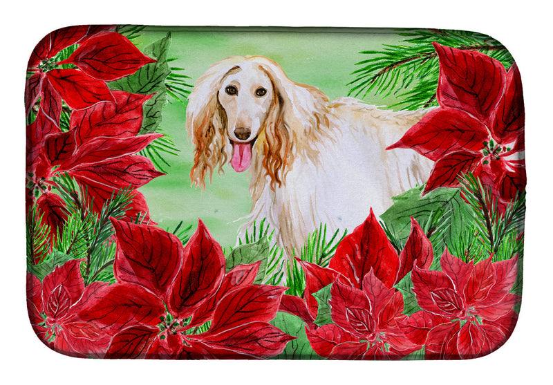 Afghan Hound Poinsettas Dish Drying Mat CK1350DDM