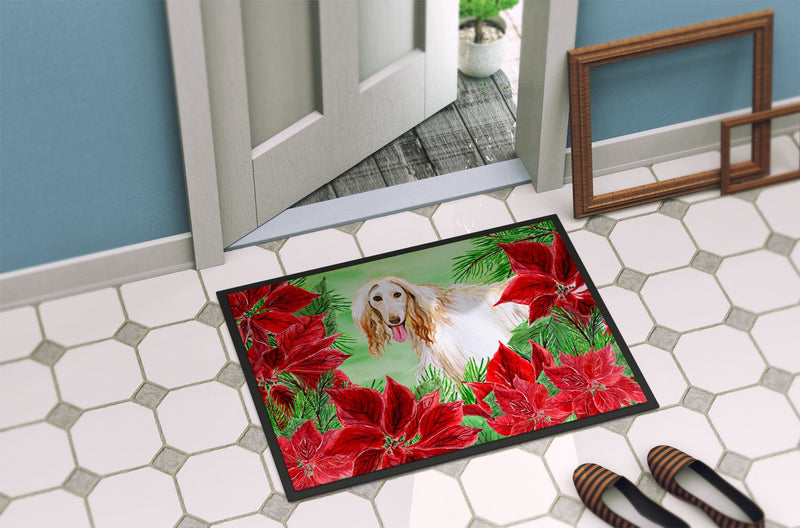 Afghan Hound Poinsettas Indoor or Outdoor Mat 24x36 CK1350JMAT