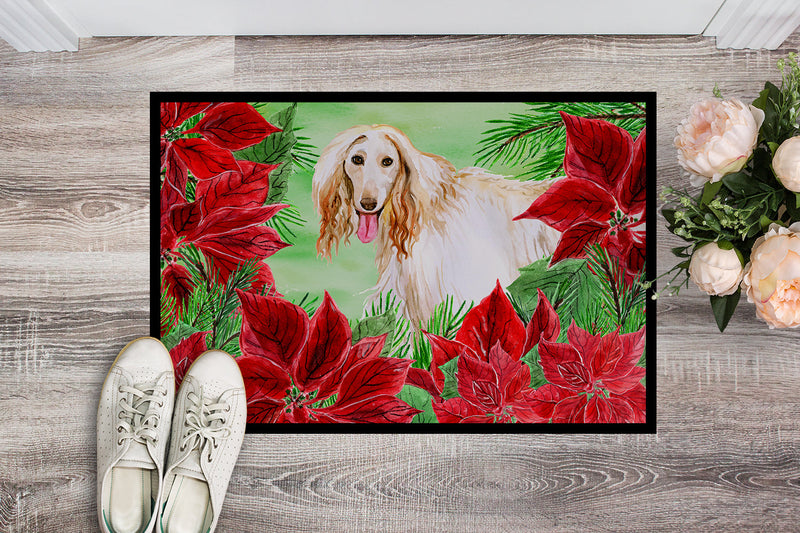 Afghan Hound Poinsettas Indoor or Outdoor Mat 18x27 CK1350MAT