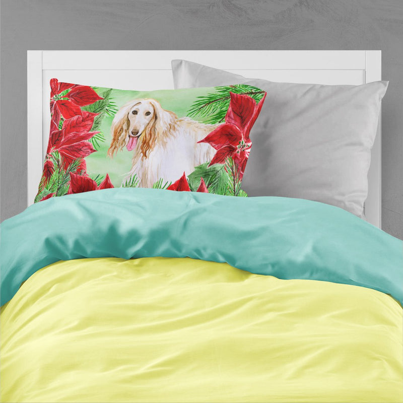 Afghan Hound Poinsettas Fabric Standard Pillowcase CK1350PILLOWCASE