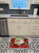 Afghan Hound Poinsettas Memory Foam Kitchen Mat Machine Washable Anti-Fatigue Cushion Comfort Bath or Kitchen Rug