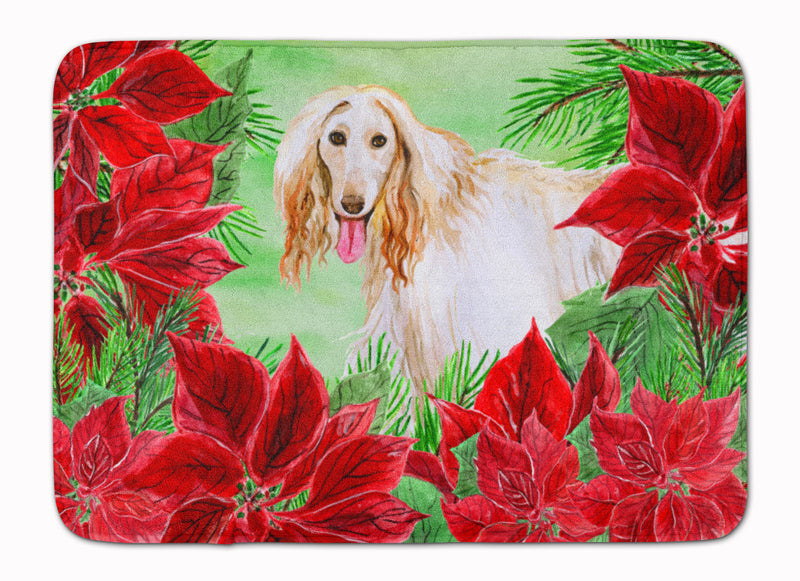 Afghan Hound Poinsettas Machine Washable Memory Foam Mat CK1350RUG