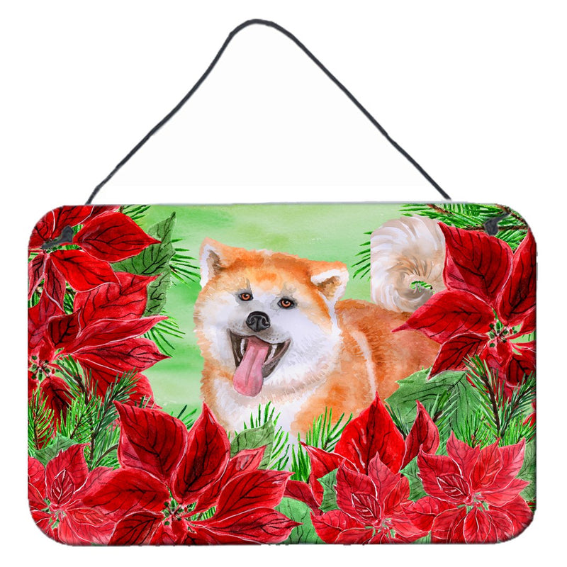 Akita Poinsettas Wall or Door Hanging Prints CK1351DS812