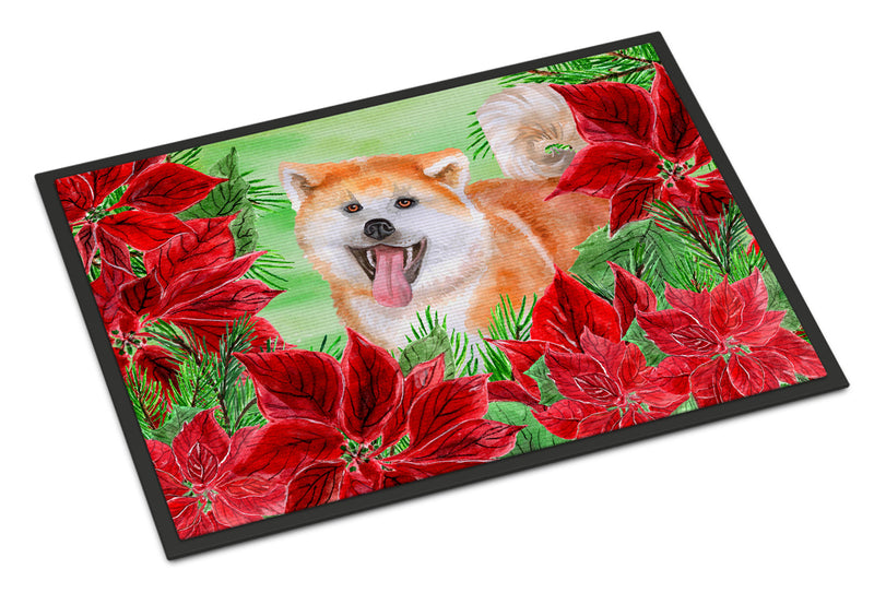 Akita Poinsettas Doormat - 18x27 Decorative Floor Mat – Indoor/Outdoor Rug with Artistic Flair CK1351MAT