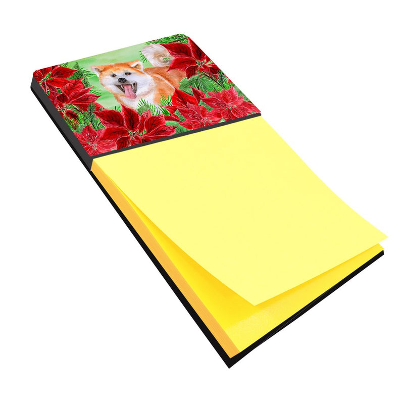 Akita Poinsettas Sticky Note Holder CK1351SN- Refiilable Desk Accessory Note Pad