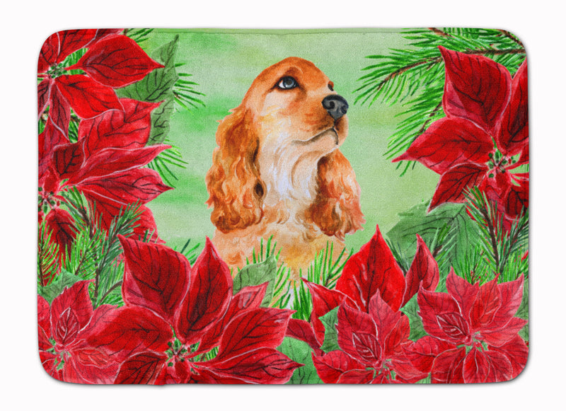 Cocker Spaniel Poinsettas Machine Washable Memory Foam Mat CK1354RUG