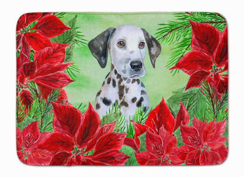 Dalmatian Puppy Poinsettas Machine Washable Memory Foam Mat CK1356RUG