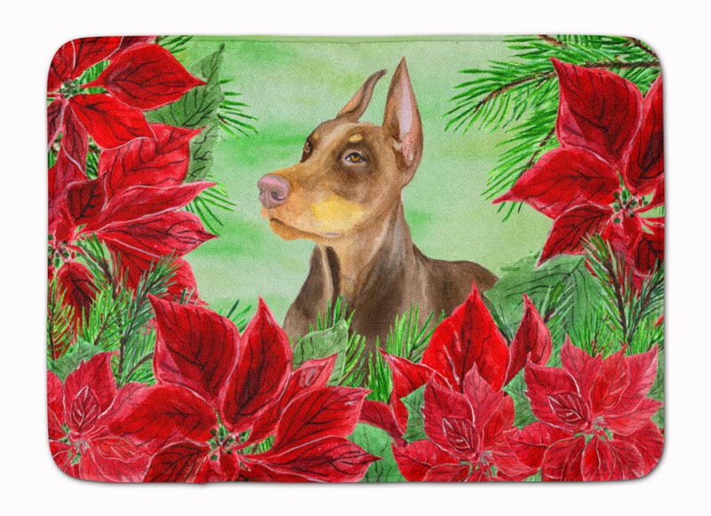 Doberman Pinscher Poinsettas Machine Washable Memory Foam Mat CK1357RUG