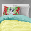 French Bulldog Black White Poinsettas Standard Pillowcase Lightweight Super Soft Easy Care Decorative Artwork Pillowcase, Standard