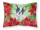 French Bulldog Black White Poinsettas Standard Pillowcase Lightweight Super Soft Easy Care Decorative Artwork Pillowcase, Standard