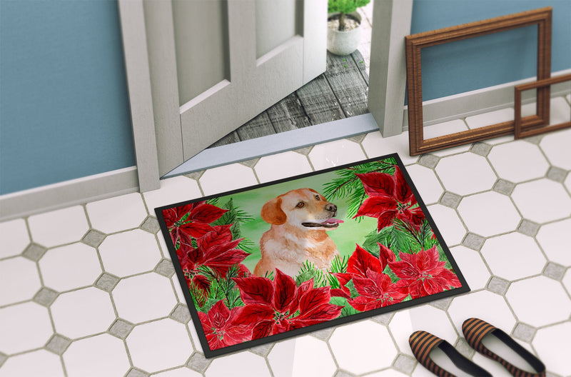 Labrador Retriever Poinsettas Indoor or Outdoor Mat 24x36 CK1361JMAT