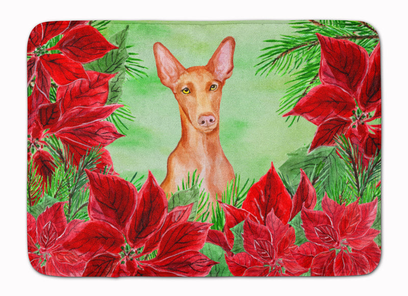 Pharaoh Hound Poinsettas Machine Washable Memory Foam Mat CK1362RUG