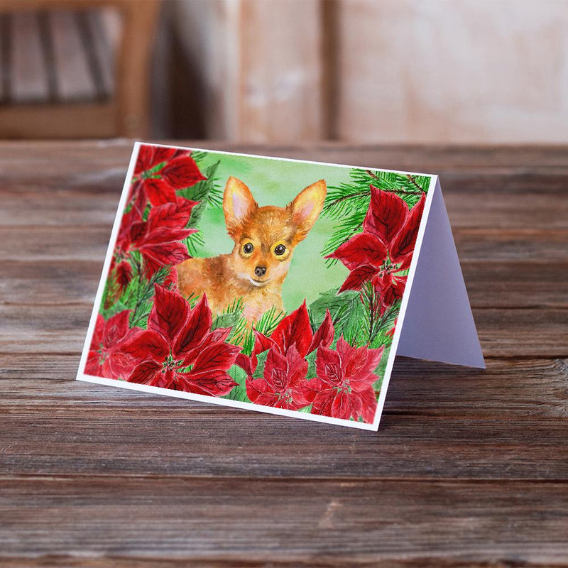 Toy Terrier Poinsettas Greeting Cards and Envelopes Pack of 8