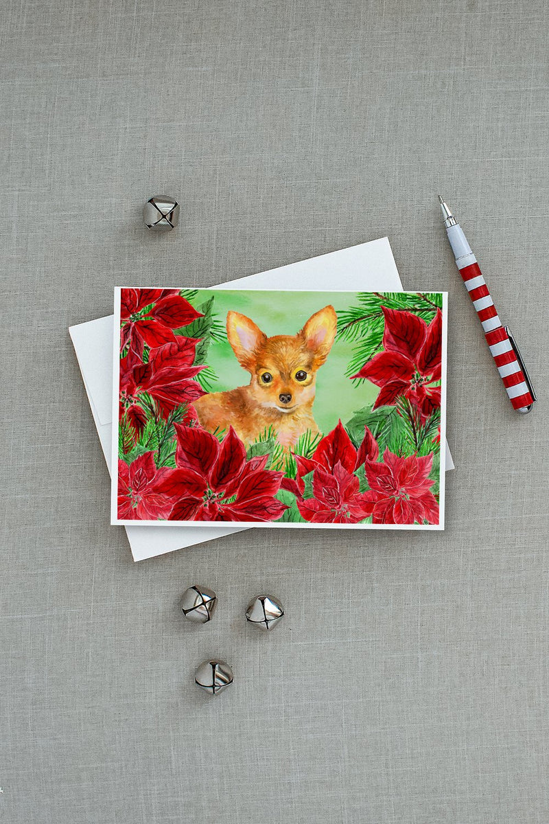 Toy Terrier Poinsettas Greeting Cards and Envelopes Pack of 8