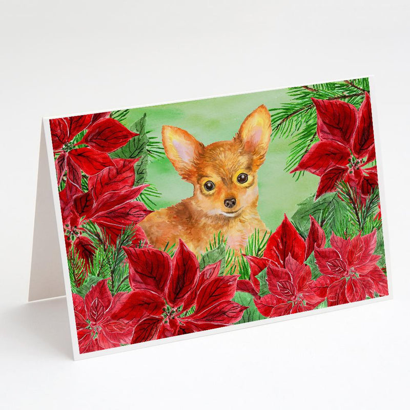 Toy Terrier Poinsettas Greeting Cards and Envelopes Pack of 8