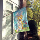 Corgi Easter Bunny House Flag 28x40 Porch Sleeve Pole Decorative Outside Yard Banner Artwork Wall Hanging, Polyester