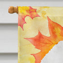 Dandie Dinmont Fall House Flag 28x40 Porch Sleeve Pole Decorative Outside Yard Banner Artwork Wall Hanging, Polyester