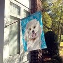 Bichon Frise Winter House Flag 28x40 Porch Sleeve Pole Decorative Outside Yard Banner Artwork Wall Hanging, Polyester
