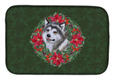 Alaskan Malamute Poinsetta Wreath Dish Drying Mat – Absorbent, Artistic Kitchen Essentials CK1504DDM