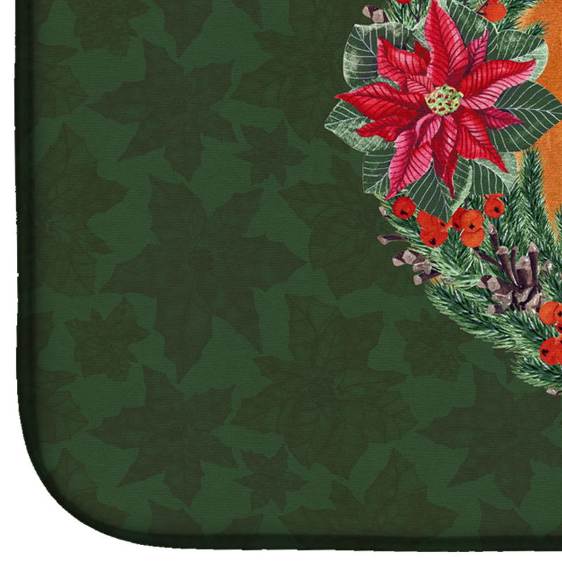 Boerboel Mastiff Poinsetta Wreath Dish Drying Mat – Absorbent, Artistic Kitchen Essentials CK1512DDM